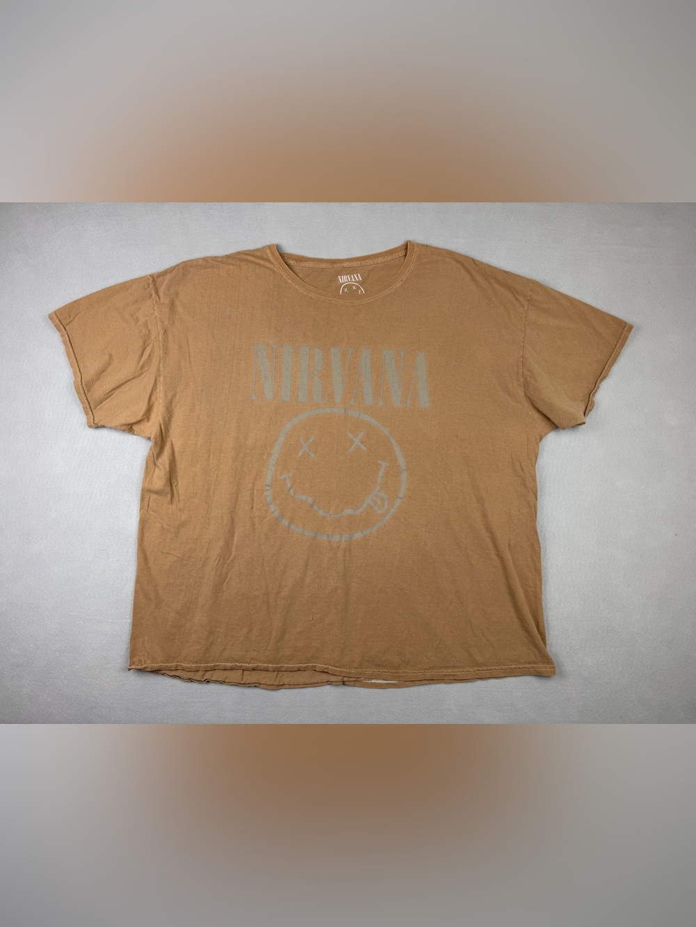 Nirvana Men's Brown Graphic Tee with Smiley Logo